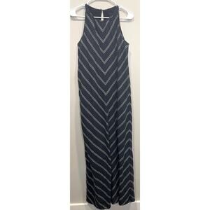 J. Crew Linen Maxi Length Tank Dress Cotton Lined Nautical Stripe Size 2